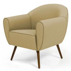 Imagem de Poltrona Decorativa com Pés Palito Nina D02 Veludo Liso Bege Escuro B-68 -Lyam Decor
