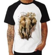 Imagem de Camiseta Raglan Elefante Watercolor - Foca Na Moda