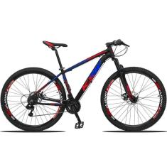 Imagem de Bicicleta Aro 29 Ksw 24 Marchas Shimano, Freios A Disco E K7 - Preto-azul E Vermelho - 15&quot;