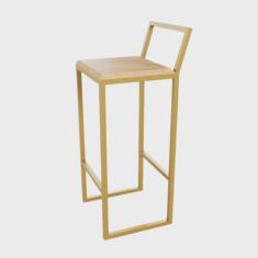 Imagem de Banqueta Alta Balcão Bistrô Dourada Confort Industrial Premium Pinus