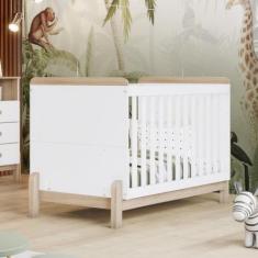 Imagem de Berço Mini Cama 2 em 1 Ternura Henn, Branco/Jequitiba HP