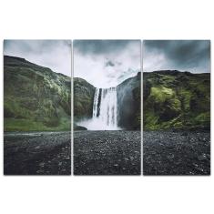 Imagem de Kit Placas Quadros Decorativos 3 pçs 30x60 Cachoeira