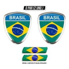 Imagem de Emblema Escudo Moldura Alto Relevo Brasil (par)