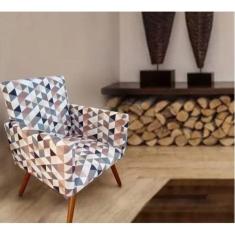 Imagem de Kit 02 Poltronas Nina Suede Triangulos Bege..