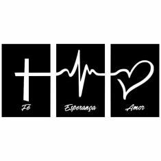 Imagem de Quadros Fé Esperança Amor Frases Kit 3 Unidades