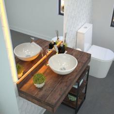 Imagem de Kit Cuba R30 Com Torneira Link 1062 Metal E Válvula Click 1 Polegada B E Sifão Pvc E Flexível Compace Bege