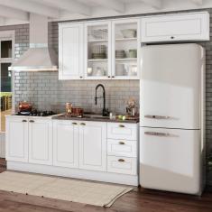 Imagem de Cozinha Compacta 4 peças com Aéreo para Geladeira Emily Henn Branco