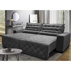 Imagem de Sofá 2,42m Retrátil e Reclinável com Molas Cama inBox Plus Tecido Suede Velusoft Cinza