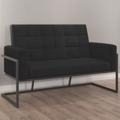 Imagem de Namoradeira Base de Ferro Decorativa Com 2 Lugares para Recepção (Tecido Suede, Preto)