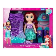Imagem de Boneca Disney Princesas Ariel Kit Com Fantasia Sapatos e Acessórios Tam. Único Multikids - BR2331