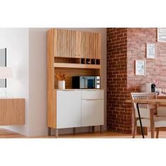 Imagem de Cozinha Compacta Kit Moscato c/ 4 Portas e 1 Gaveta 197x101cm Amendoa/
