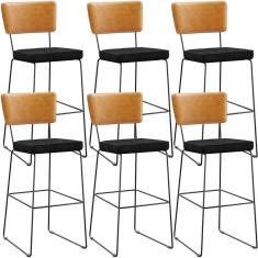 Imagem de Kit 06 Banquetas Altas Whisky Linho Chumbo