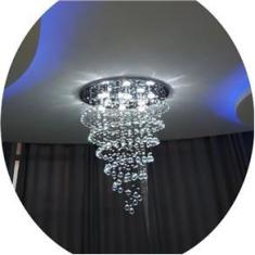 Imagem de Lustre De Cristal Legítimo Espiral Com 1 Metro de Altura, Base De Inox Espelhado Com 40CM De Diâm.