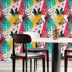 Imagem de Papel De Parede Adesivo Abstrato Folhas N014091 Rolo 0,58X3M