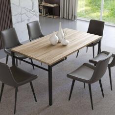 Imagem de Mesa para Sala de Jantar Estilo Industrial Attenza Preto/Amadeirado