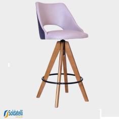 Imagem de Banqueta Mégara Base Fixa Nozes Vários Tecidos em Linho e Veludo - Dat