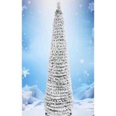 Imagem de Árvore de Natal hmasyo 1,5 m de neve flocada com luzes temporizadoras