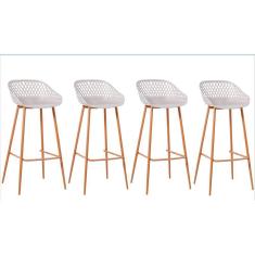 Imagem de Kit com 4 Banquetas Monaco Assento em Polipropileno e Base em Aço Fratini