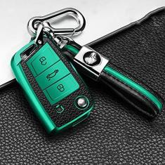 Imagem de Capa para porta-chaves do carro, capa de couro inteligente, adequado para Volkswagen Golf 7 Tiguan Skoda, porta-chaves do carro ABS Smart porta-chaves do carro