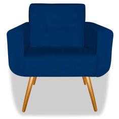 Imagem de Poltrona Decorativa Anitta Pés Madeira Suede  Marinho