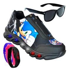 Imagem de Tenis De Led Masculino Calce Facil Infantil Meninos Estilo Original + Brindes Cor:Preto;Tamanho:29