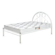 Imagem de Cama Casal de Ferro Tubular Branca E Estrado Em Pinus Marcheli 022