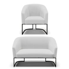 Imagem de Sof  Namoradeira E Poltrona Base Industrial Preto Stella Linh