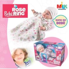 Imagem de Bebê Boneca Rose Ring Fala Frase E Chora Carteira De Vacina - Milk Bri