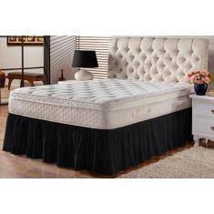 Imagem de Saia Box Ajustável Serve Em Cama Casal Queen E King Babado Com Elástic