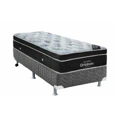 Imagem de Cama Box Solteiro: Colchão Molas Ortobom Nanolastic Exclusive + Base crc Gray(88x188)