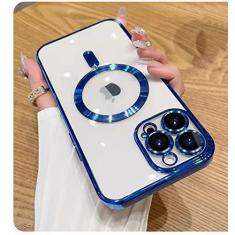 Imagem de Estojo transparente de carregamento sem fio para iPhone 14 13 12 11 Pro Max X XR XS 7 8 Plus SE 2020 22 Mini capa macia, azul, para iPhone 12