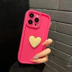 Imagem de Capa de telefone de silicone com coração de amor 3D bonito para iphone 15 14 13 12 11 Pro Max 7 8 Plus XR XS SE X Candy Lens Protectiou capa, rosa, para iphone 8 plus