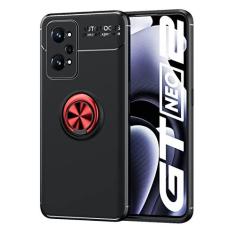 Imagem de SORAKA Capa para realme GT Neo 3T 5G com suporte para anel Capa Slim Fit de TPU macio Capa realme GT Neo 3T 5G com placa de metal para suporte magnético de telefone para carro