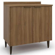 Imagem de Balcão De Cozinha Duplo Com Tampo 2 Portas 0,80m Nogal Paris Batrol Nogal