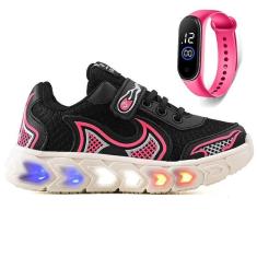 Imagem de Tenis Infantil De Led Casual Jogger Meninas Escolar Basico + Relogio-Feminino