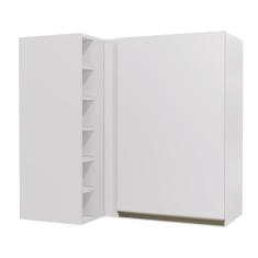 Imagem de Armário Aéreo de Canto com Adega Cozinha em MDP 1 Porta 2 Prateleiras 6 Nichos Organizador Branco