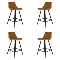 Imagem de Kit 4 Banquetas Decorativas Magé Pu Matelassê C/apoio Para Os Pés Base Em Aço Marrom G56 - Gran Belo