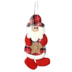 Imagem de Enfeite Pendente Árvore Natal Papai Noel Xadrez 17cm