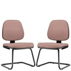 Imagem de Kit 02 Cadeiras Para Escritório Job L02 Fixa Suede Rosê - Lyam Decor