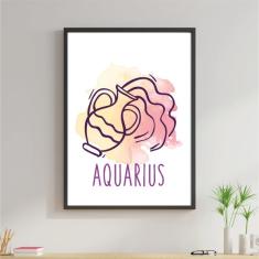 Imagem de Quadro Decorativo Signos Aquarela - Aquário 45x34cm