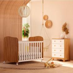 Imagem de Guarda-Roupa Infantil Peroba Duda Plus com 92 cm de largura + Cômoda com 4 Gavetas e 65,1 cm de largura + Berço Americano