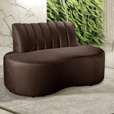 Imagem de Sofá Redondo Curvo Orgânico Namoradeira Doha Marrom