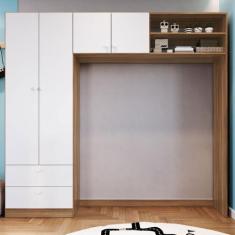 Imagem de Guarda-Roupa Infantil Aconchego 4 Portas 2 Gavetas Nogal Manchester/Br