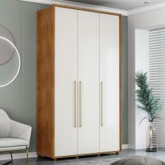 Imagem de Guarda-Roupa Solteiro Coimbra 3 Portas 3 Gavetas Freijo/Off White - Politorno