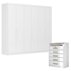 Imagem de Cômoda Triunfo e Guarda Roupa Casal Venice 62780 Branco Brilho - Demóbile