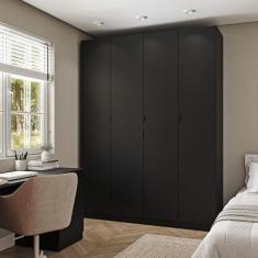Imagem de Guarda Roupa Modulado 4 Portas com Cabideiro Hera CabeCasa MadeiraMadeira Preto Onix