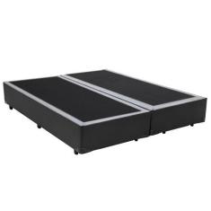 Imagem de Cama Box Blindado Queen Bipartido King Design Sintético Cinza 158x198x