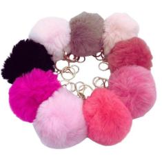 Imagem de Kit 2 Chaveiros Pelúcia Pompom 10cm Acessório Bolsa Cores Sortidas - N