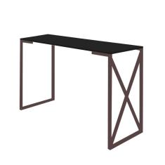Imagem de Mesa Escrivaninha Mesa de Estudos Bex Home Office Ferro Marrom MDF Preto - Ahz Móveis