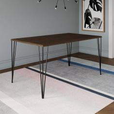 Imagem de Mesa Elen Tampo Retangular 140 X 80 Cm De Madeira Amêndoa Asturias - Cor: Marrom